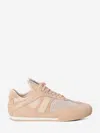 Chloé Kick Leather And Suede-trimmed Mesh Sneakers In Pink