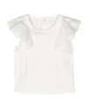 Chloé Kids Crewneck Flutter-sleeved T-shirt In White