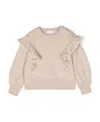 Chloé Ruffle-detail Crew Neck Sweatshirt In Nude