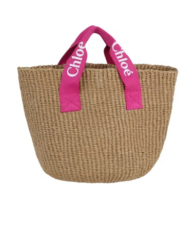 Chloé Kids X Mifuko Logo Printed Tote Bag In Brown
