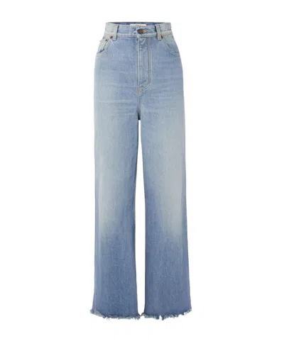Chloé Chlo Logo Patch Frayed Edge Jeans In Blue