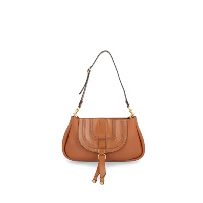 Chloé Brown Leather Small Marcie Clutch In Pink