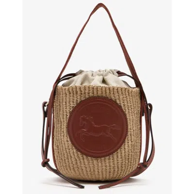 Chloé Chlo Small Horse Medal Bag Made Of Natural Fibers In Brown