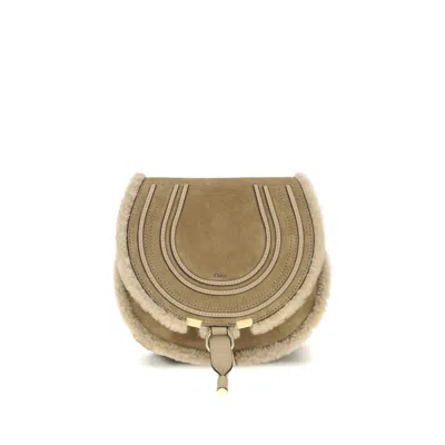 Chloé Chlo Small Saddle Marcie Shoulder Bag In Suede And Shearling In Brown