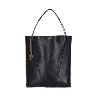Chloé Chlo Spin Large Tote Bag In Black