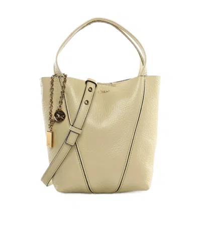 Chloé Chlo Spin Logo Printed Small Tote Bag In Neutral