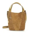 Chloé Small Beige Khaki Suede Spin Tote Bag In Brown