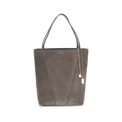 Chloé Chlo Suede Spin Tote Bag In Gray