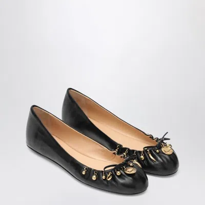 Chloé Bow Ballerinas Gold-tone Embellishments In Black