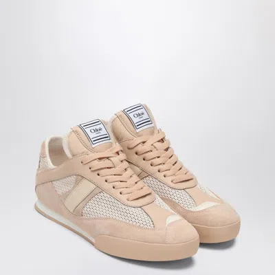 Chloé Kick Peachy Pink Sneaker In Mesh And Leather In Neutral