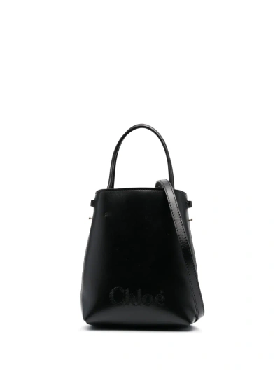 Chloé Sense Micro Leather Bucket Bag In Black