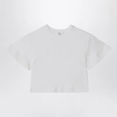 Chloé Chloe White T-shirt With Embroidered Logo Women