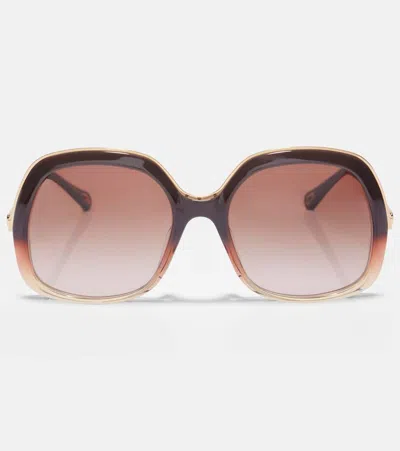 Chloé A La Plage Square Sunglasses In Brown