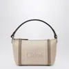 Chloé Carry Bag In Pink Beige Striped Canvas Women In Pink