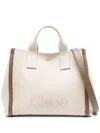 Chloé Carry Logo Detailed Large Tote Bag In Neutral