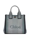 Chloé Carry Striped Canvas Tote Bag In Blue