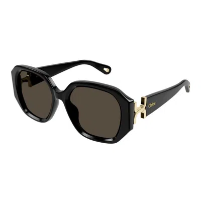 Chloé Gafa Sol Marcie Negra Cristal Marron In Black