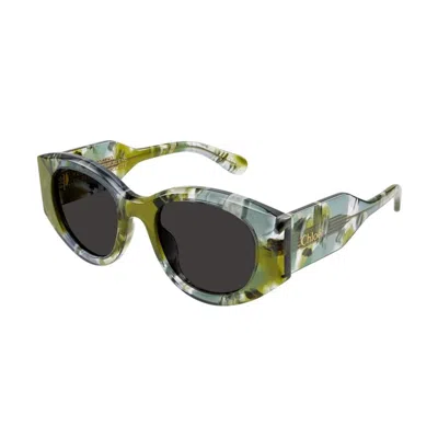 Chloé Marble-effect Sunglasses In Black