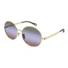 Chloé Gold-gold-green Metal Sunglasses In Neutral