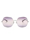 Chloé Silver-silver-violet Metal Sunglasses In Purple