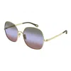 Chloé Gold-gold-green Metal Sunglasses