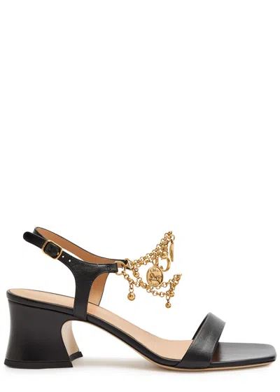 CHLOÉ CHLOE CHLOÉ CHARMS 55 CHAIN-EMBELLISHED LEATHER SANDALS