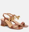 Chloé Embellished Leather Sandals In Brown