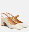 Chloé Chunky Heel Chain Square Toe Pumps In White