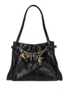 Chloé Logo Charms Patent Leather Hobo Bag In Black