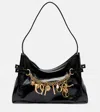 Chloé Logo Charm Hobo Bag In Shiny Leather In Black