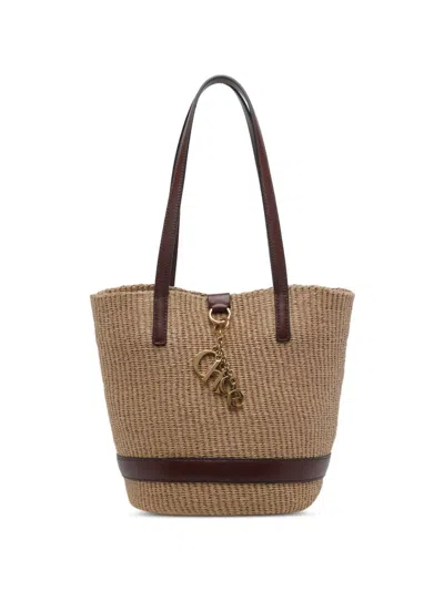 Chloé Charms Rafia Basket Bag In Brown