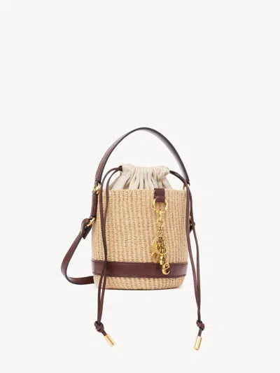 Chloé Charms Rafia Bucket Bag In Brown