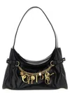 Chloé Logo Charm Hobo Bag In Shiny Leather In Black