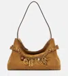 Chloé Suede Shoulder Bag With Chain And Buckle In Green
