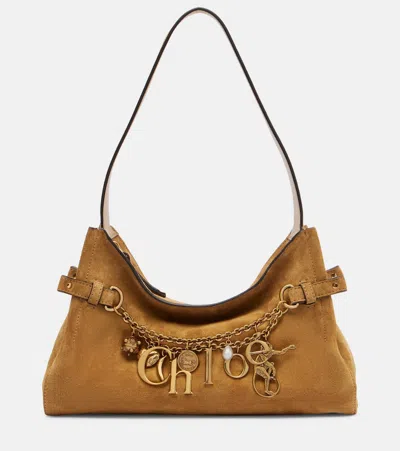 Chloé Charms Suede Tote Bag In Gold