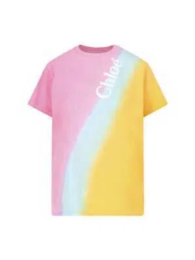 Pre-owned Chloé Chloè Cotton Logo T-shirt In Multicolor
