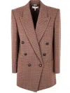 Chloé Checked Double-breasted Wool-blend Blazer In Brown