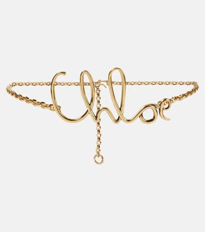 Chloé Iconic Embellished Gold-tone Belt In Vintage Gold
