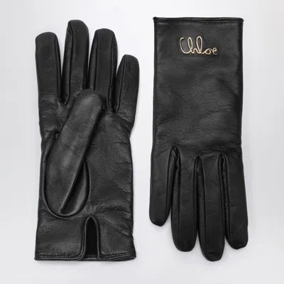 Chloé Iconic Black Leather Gloves Women
