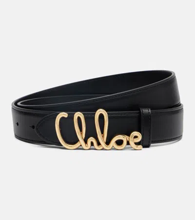 Chloé Iconic Embellished Leather Belt In Black