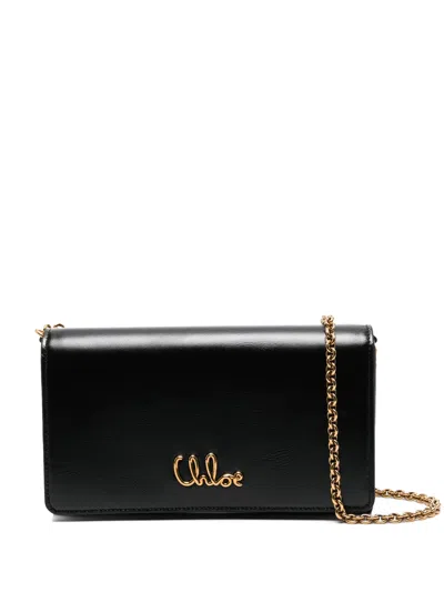 Chloé Iconic Flap Wallet On Chain In Black