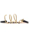 Chloé Small Iconic Logo Leather And Brass Belt In Black