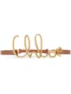 Chloé Logo Leather Belt In Gold