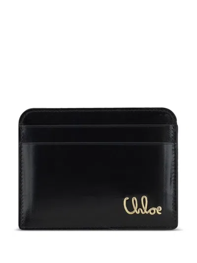 Chloé Iconic Leather Card Case In Black