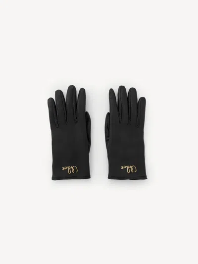 CHLOÉ CHLOÉ "CHLOÉ ICONIC" LEATHER GLOVES