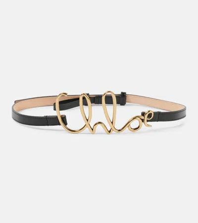 CHLOÉ ICONIC SLIM LEATHER BELT