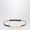 Chloé Small Iconic Logo Leather And Brass Belt In Black