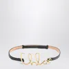 Chloé Small Iconic Logo Leather And Brass Belt In Black