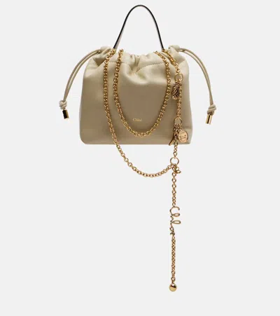 Chloé Icons Mini Leather Bucket Bag In Neutral