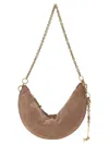 Chloé Half-moon Suede Finish Gold-tone Chain Shoulder Bag In Brown
